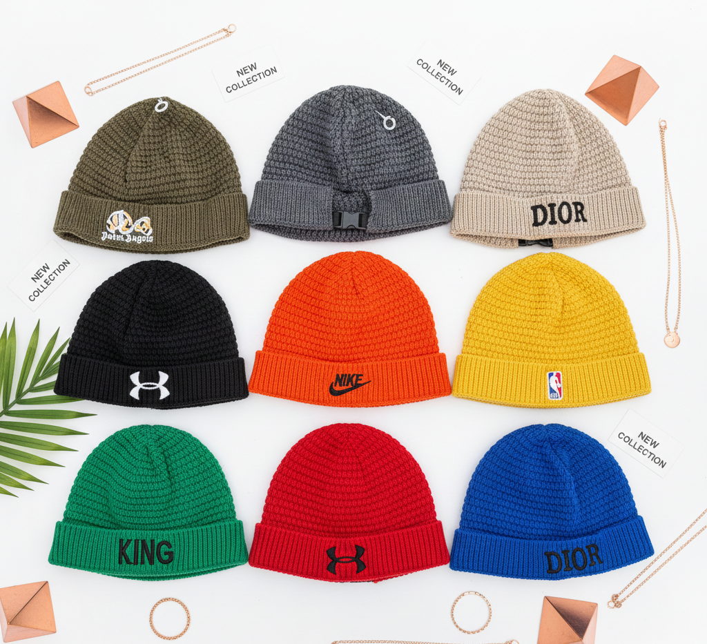 Bonnet Streetwear Tendance avec Logos – Bonnet Ajusté Unisexe à Dakar